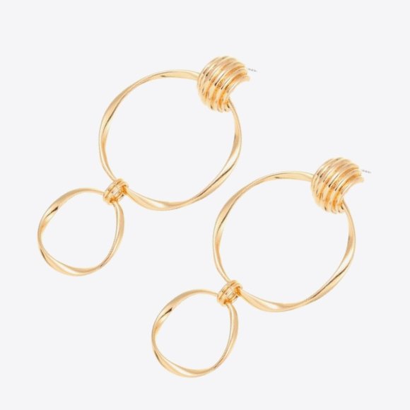 Double Hoop Zinc Alloy Drop Earrings For Women - Picture 3 of 3